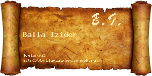 Balla Izidor névjegykártya